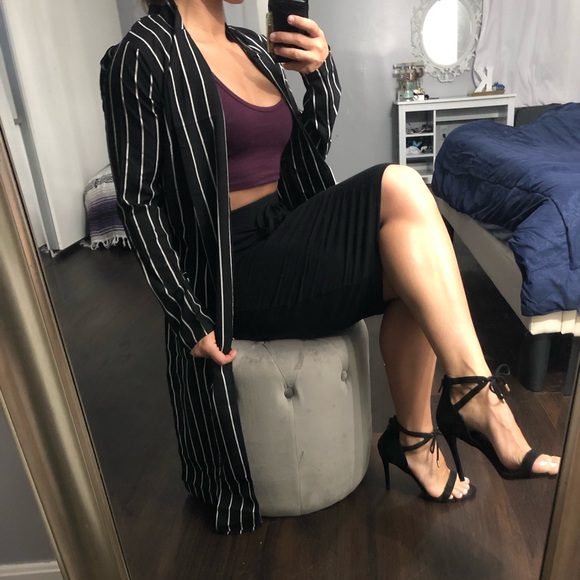 Fashion Nova Sweaters - Striped trench style cardigan